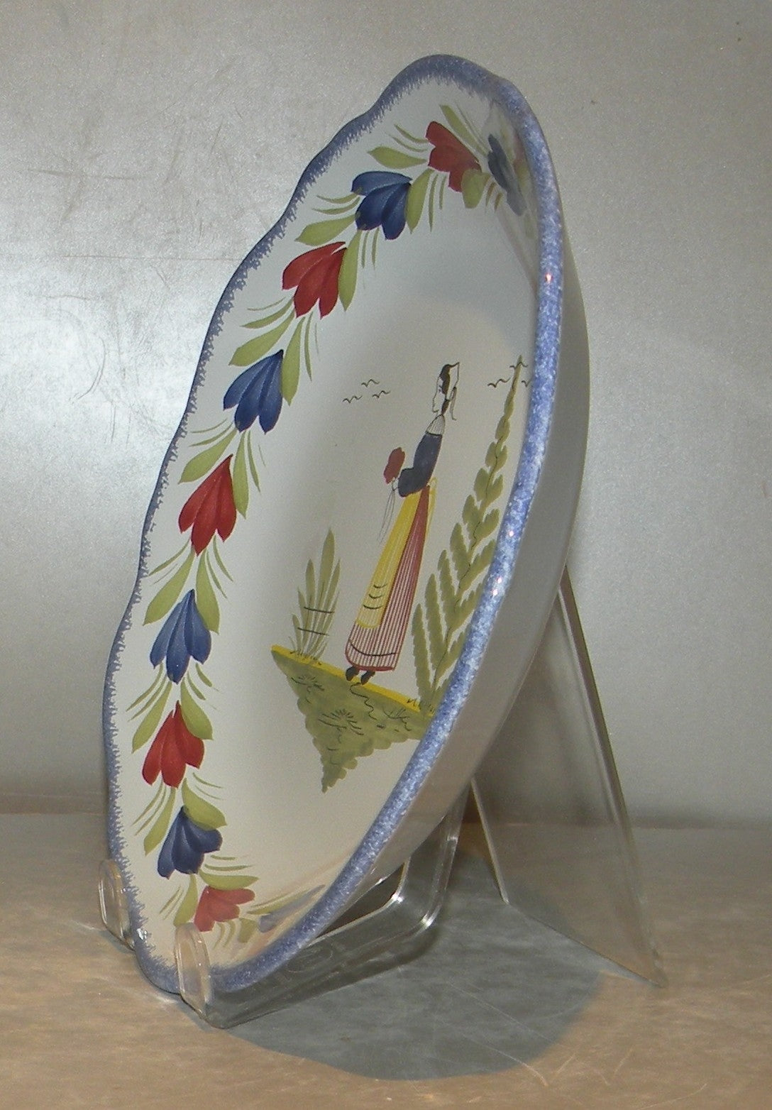 Scalloped Soup Plate with Lady Mistral Blue
