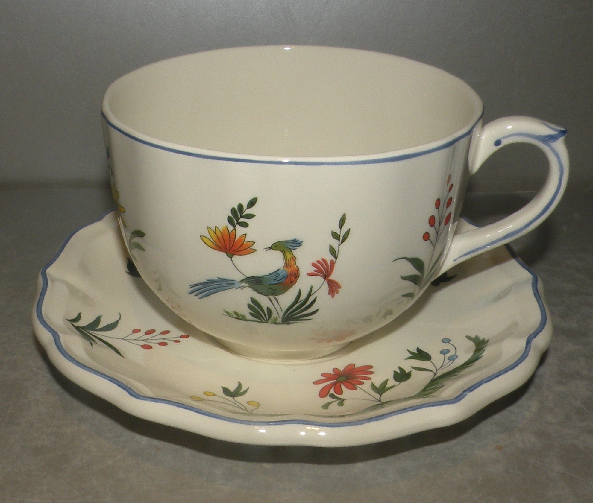 Jumbo Breakfast Cup & Saucer, Oiseaux de Paradis