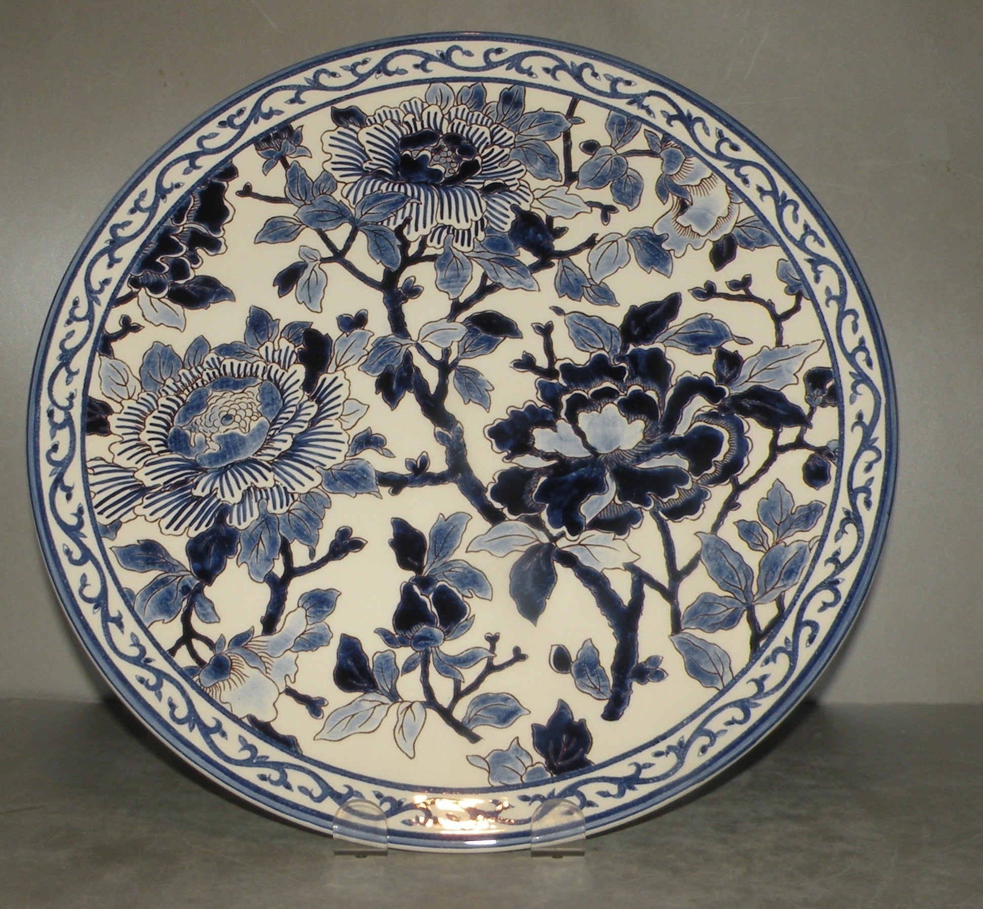 Round Cake Platter, Pivoines Bleu