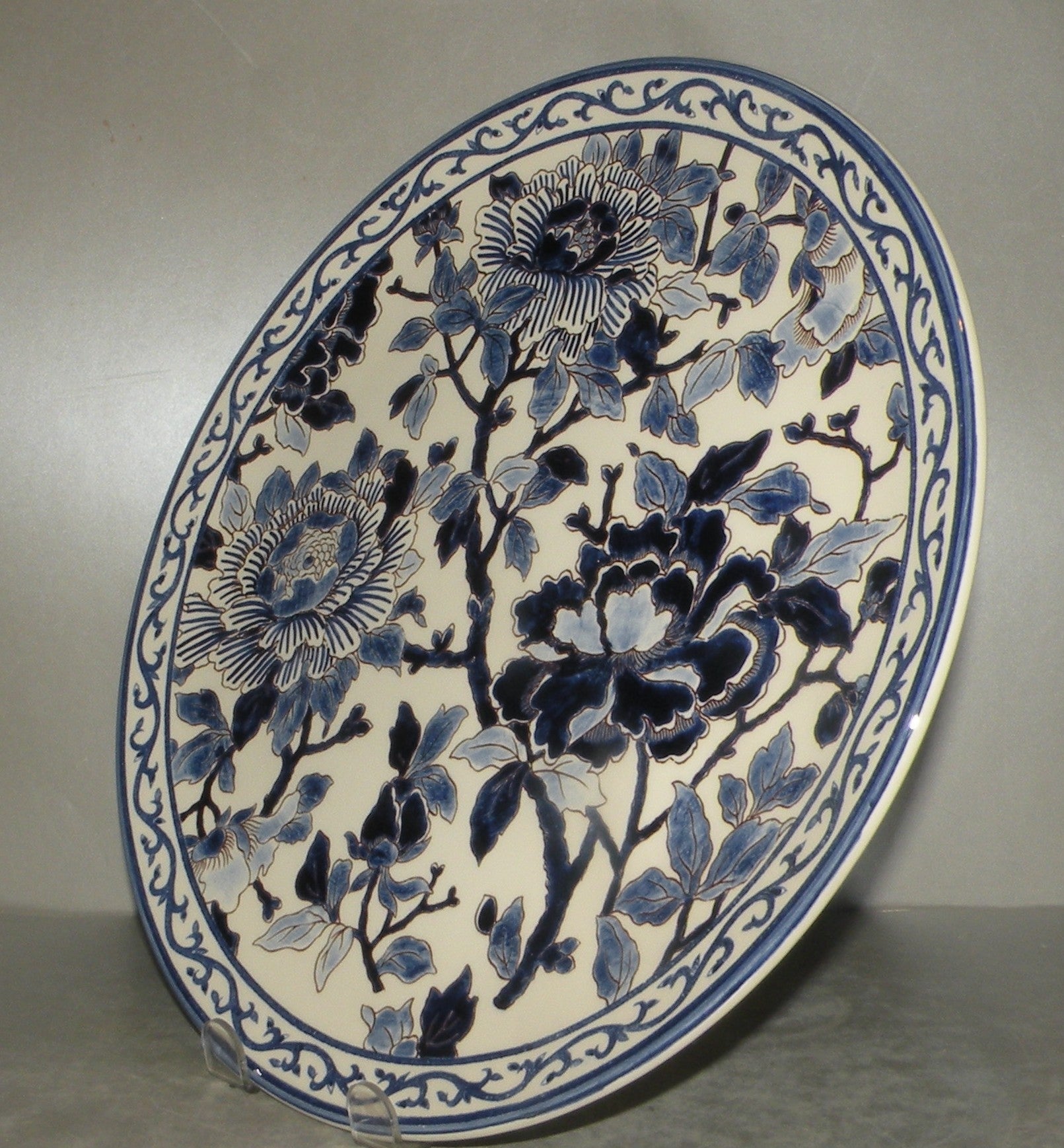 Round Cake Platter, Pivoines Bleu