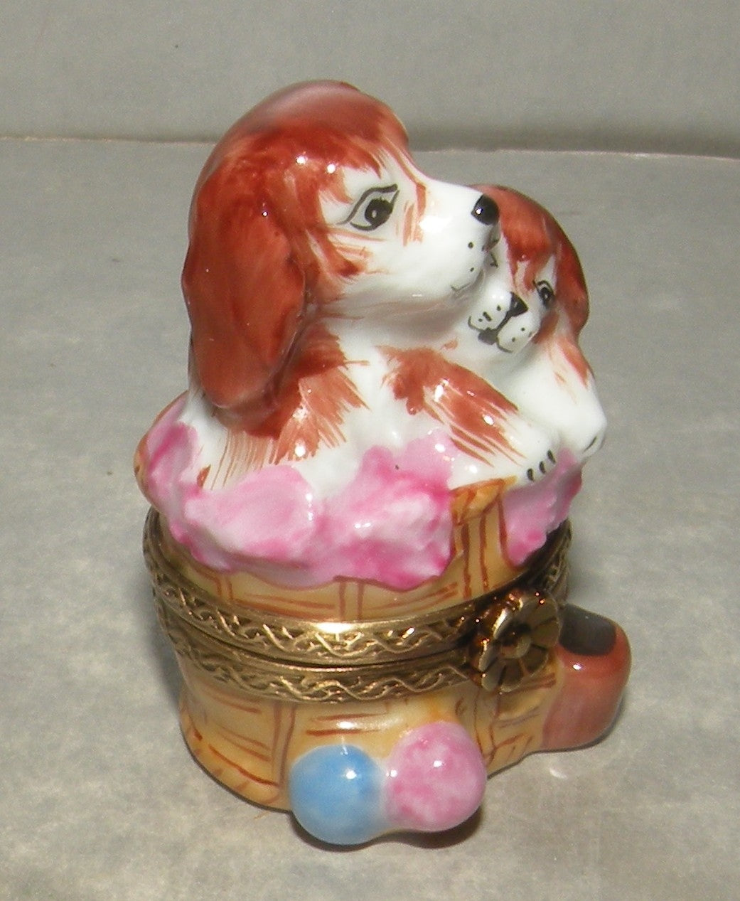 2 Dogs on a Basket , Limoges Box Number 44