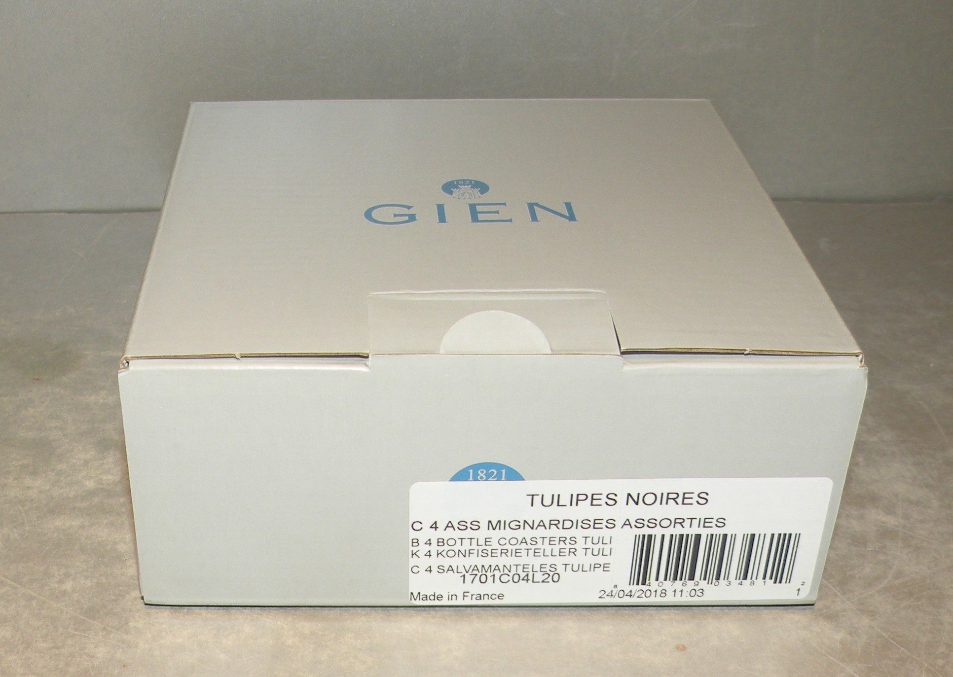 Box of 4 Bottle Coasters Fleurs Noires-- stopped in 2022