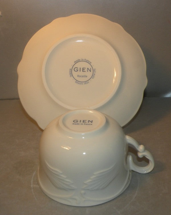 Tea Cup & Saucer, Rocaille White