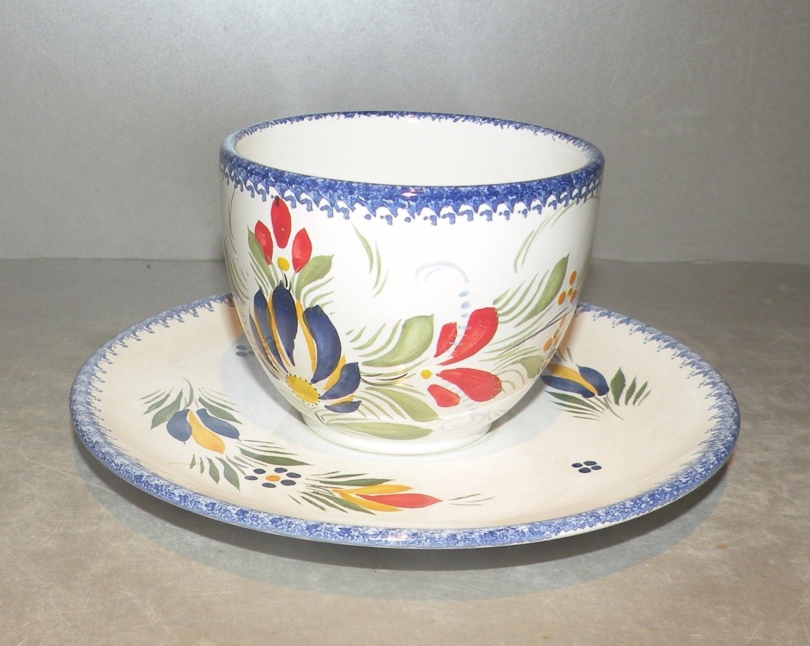 Tea Cup & Saucer Broceliande , FAB Quimper