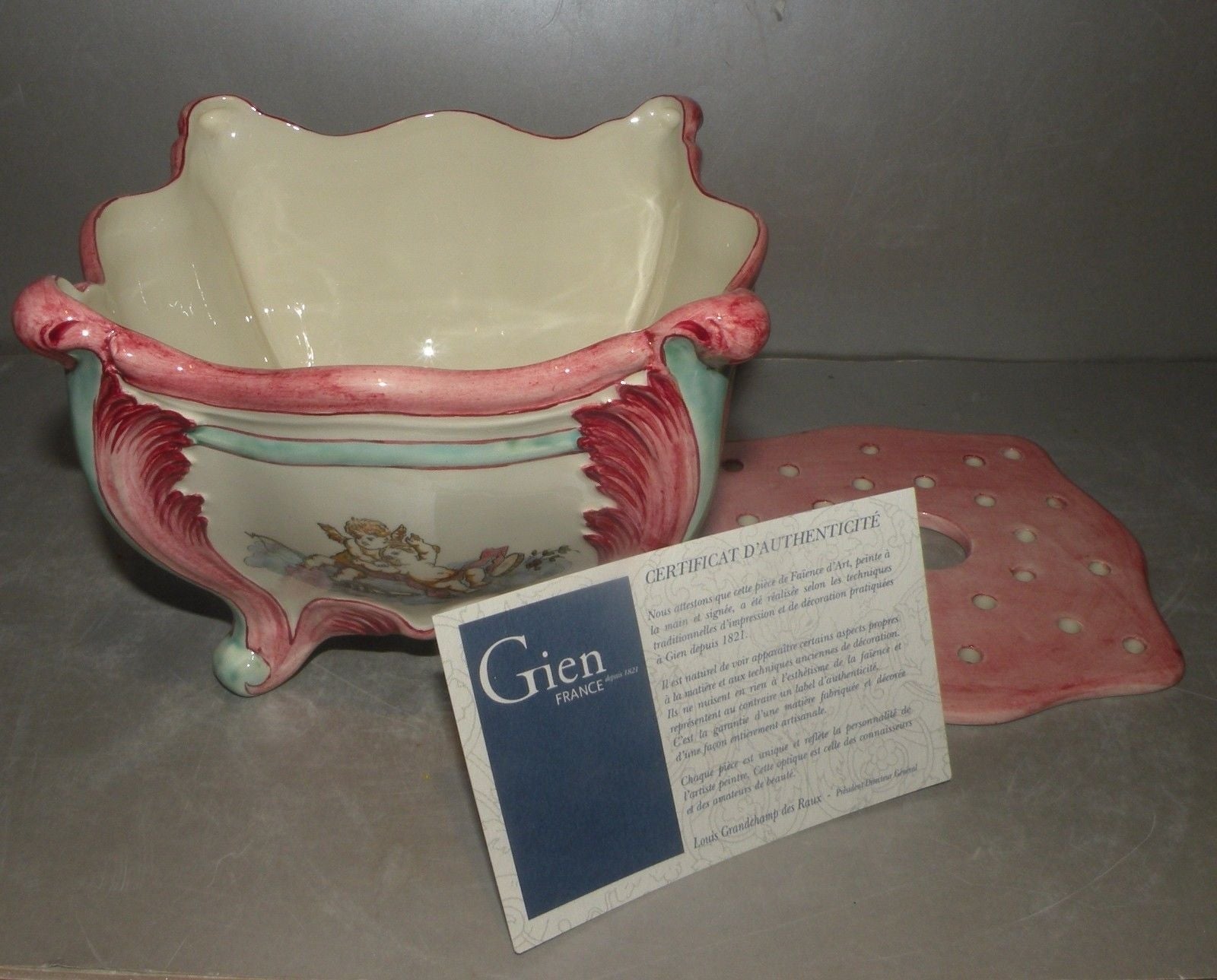 Flower Planter ( Jardinière Pique Fleurs )  Angelots Number 45, Faience d'Art