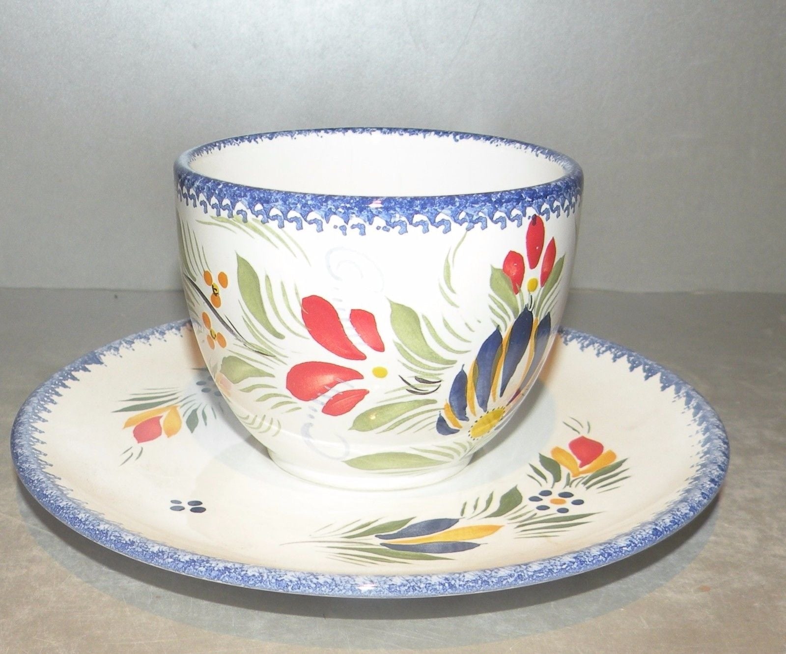 Tea Cup & Saucer Broceliande , FAB Quimper