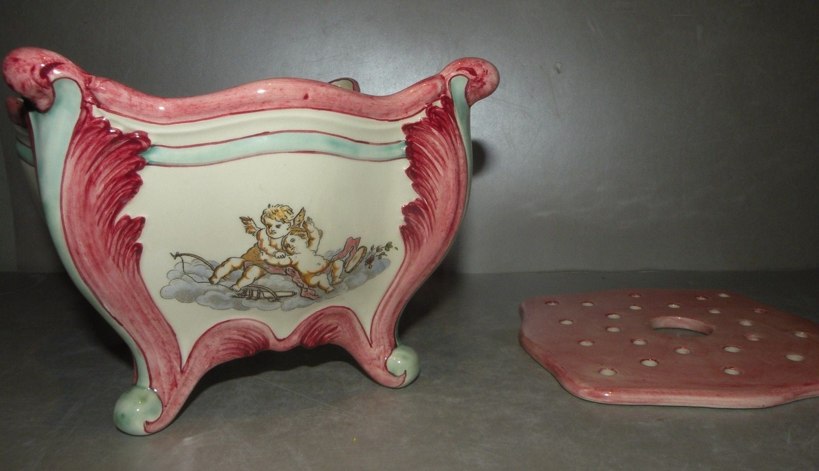 Flower Planter ( Jardinière Pique Fleurs )  Angelots Number 45, Faience d'Art