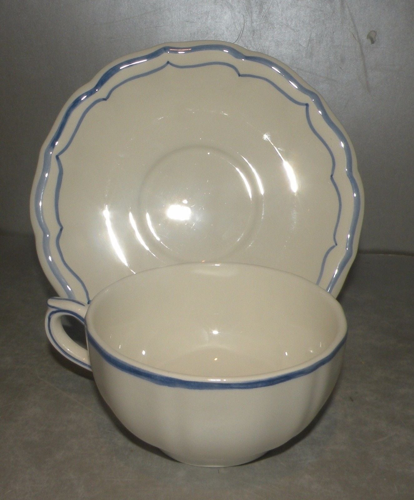 Tea Cup & Saucer , Filets Bleu