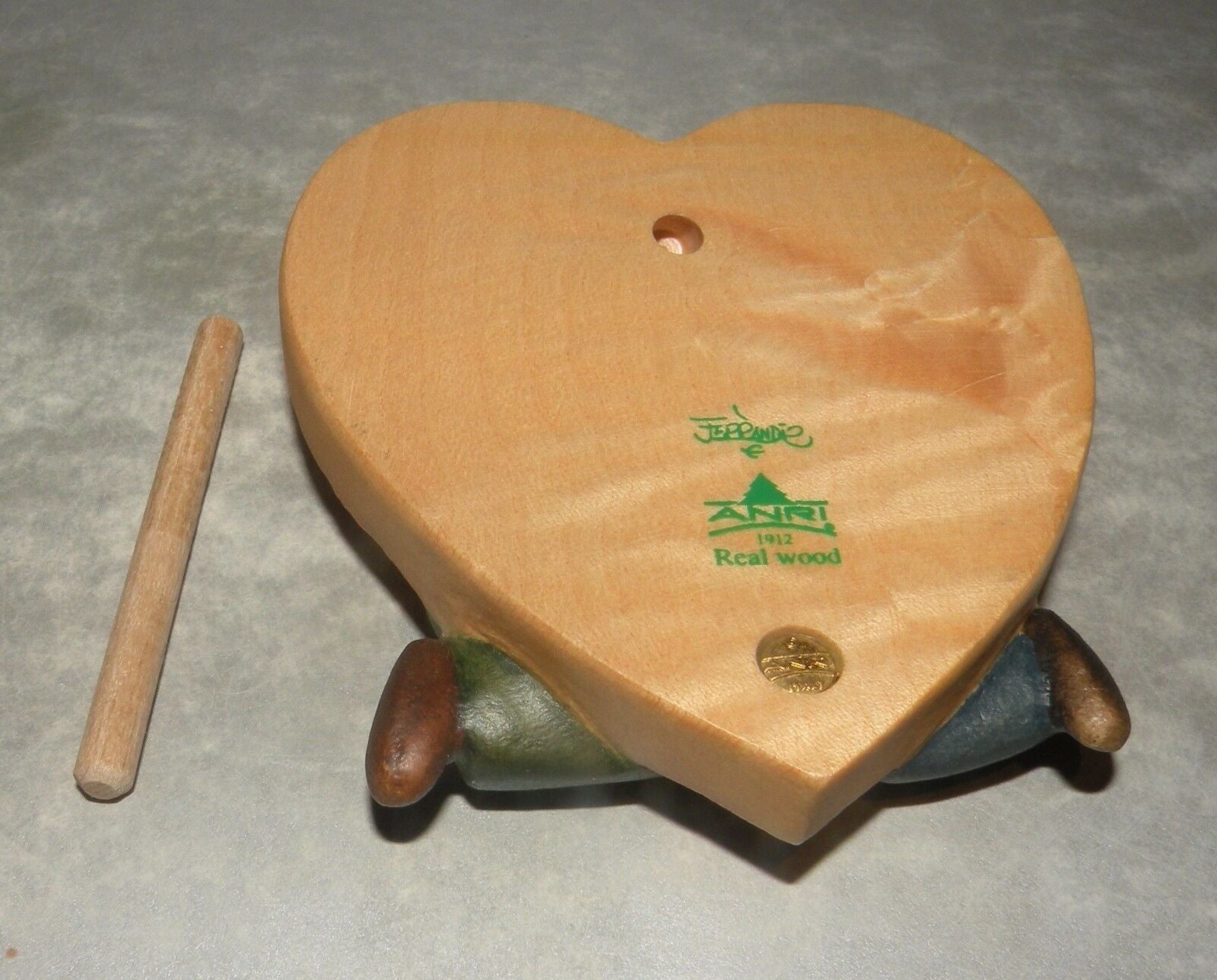 Wedding Heart Hand Carved Wood Piece Anri