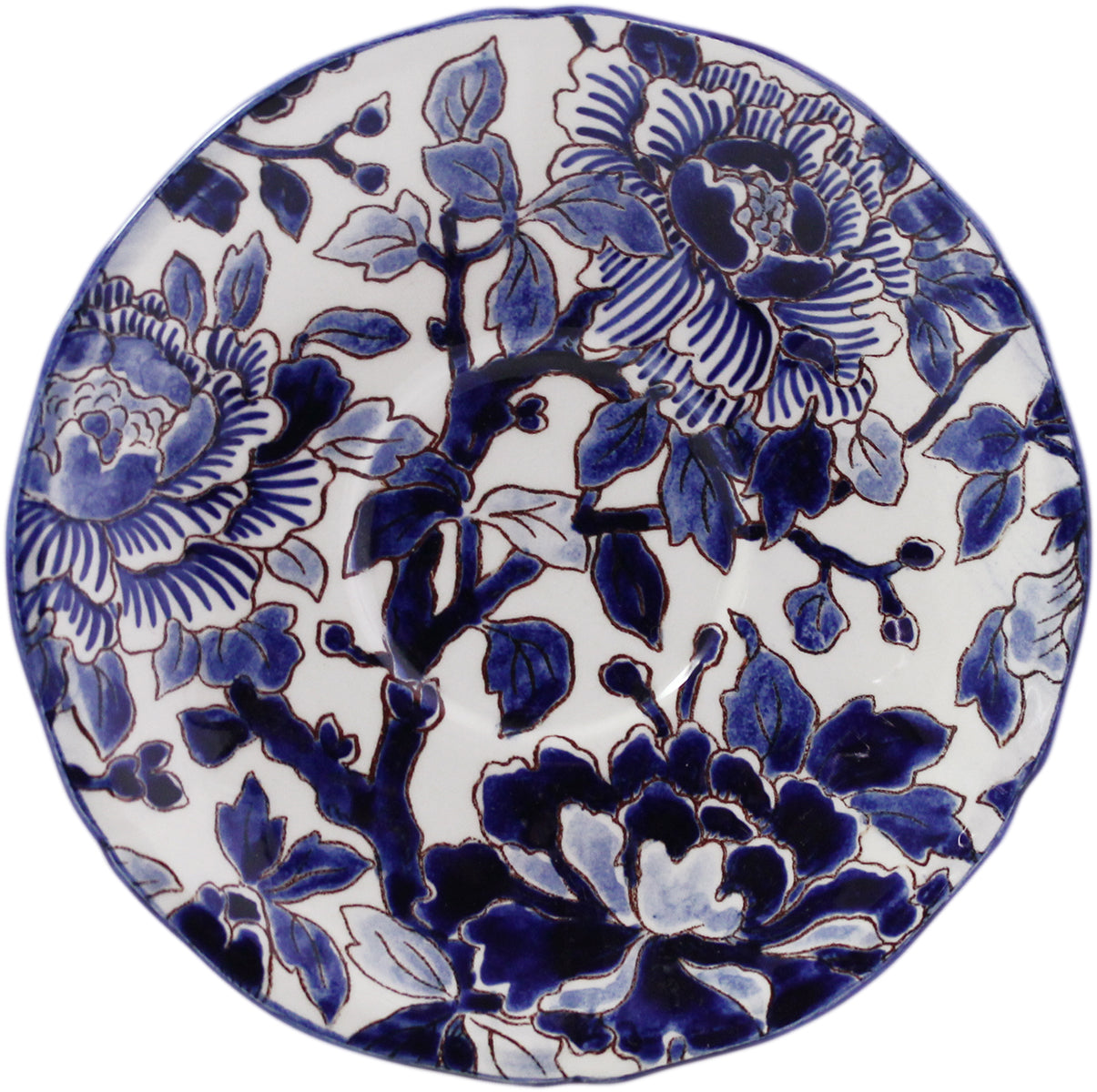 Tea Cup & Saucer Hand Painted Pivoines Bleues