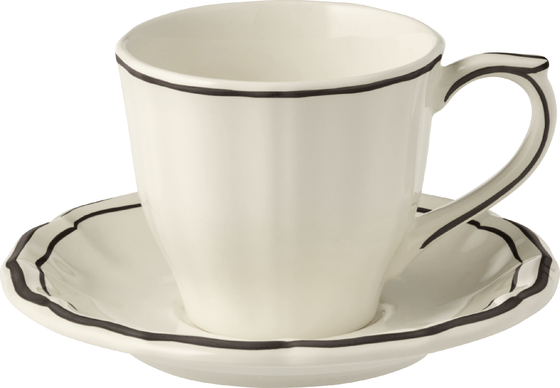 U.S. Tea Cup & Saucer, Filet Manganese