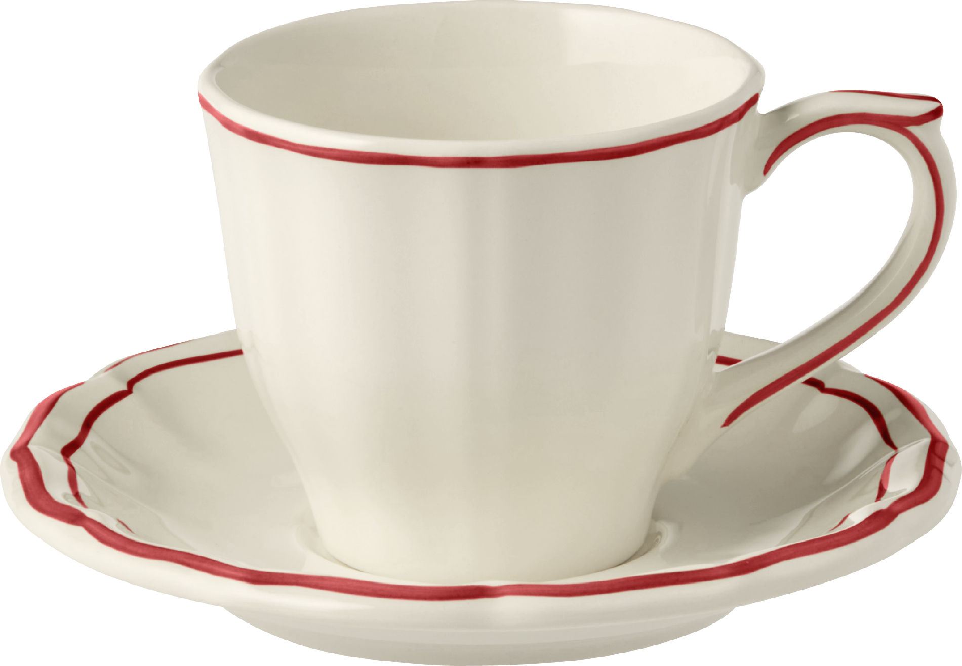 U.S. Tea Cup & Saucer, Filet Rouge
