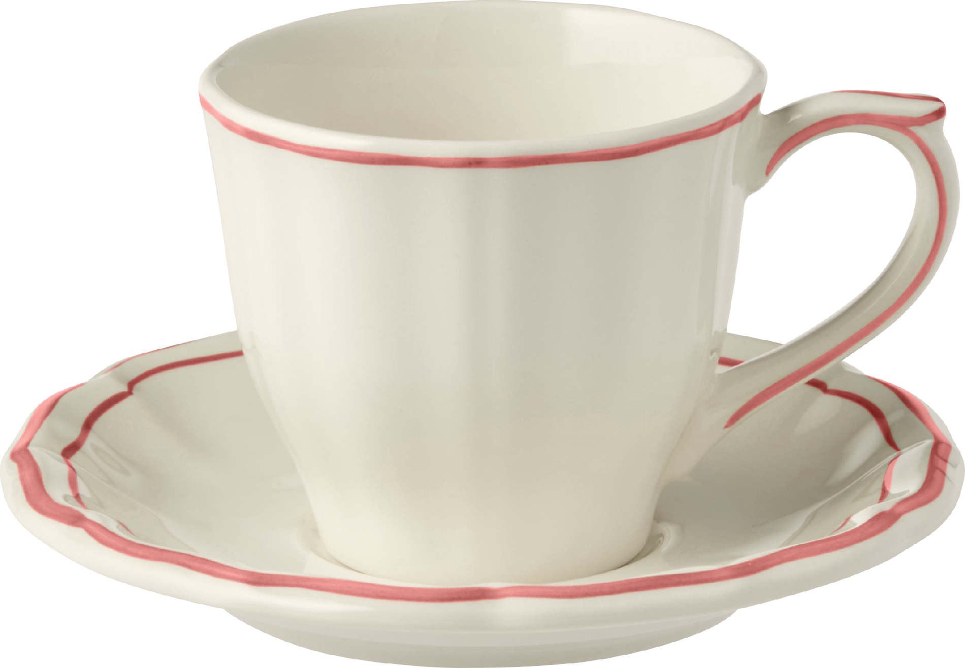 U.S. Tea Cup & Saucer, Filet Corail
