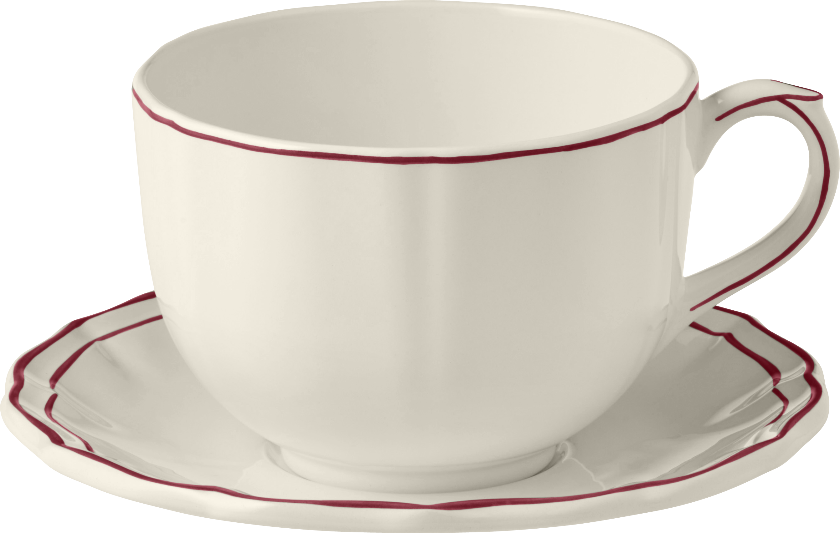 Jumbo Breakfast Cup & Saucer , Filet Bordeaux