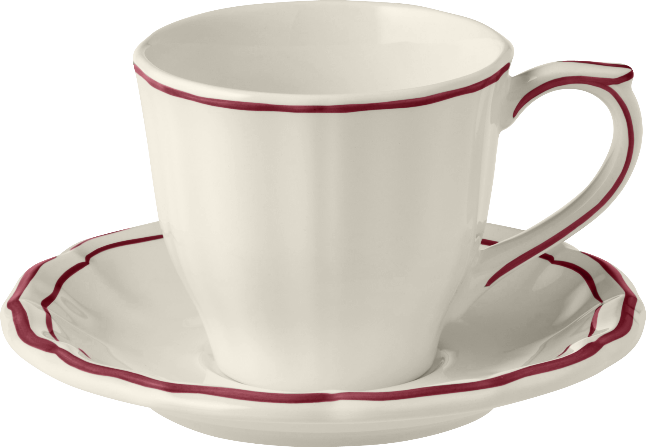U.S. Tea Cup & Saucer , Filet Bordeaux