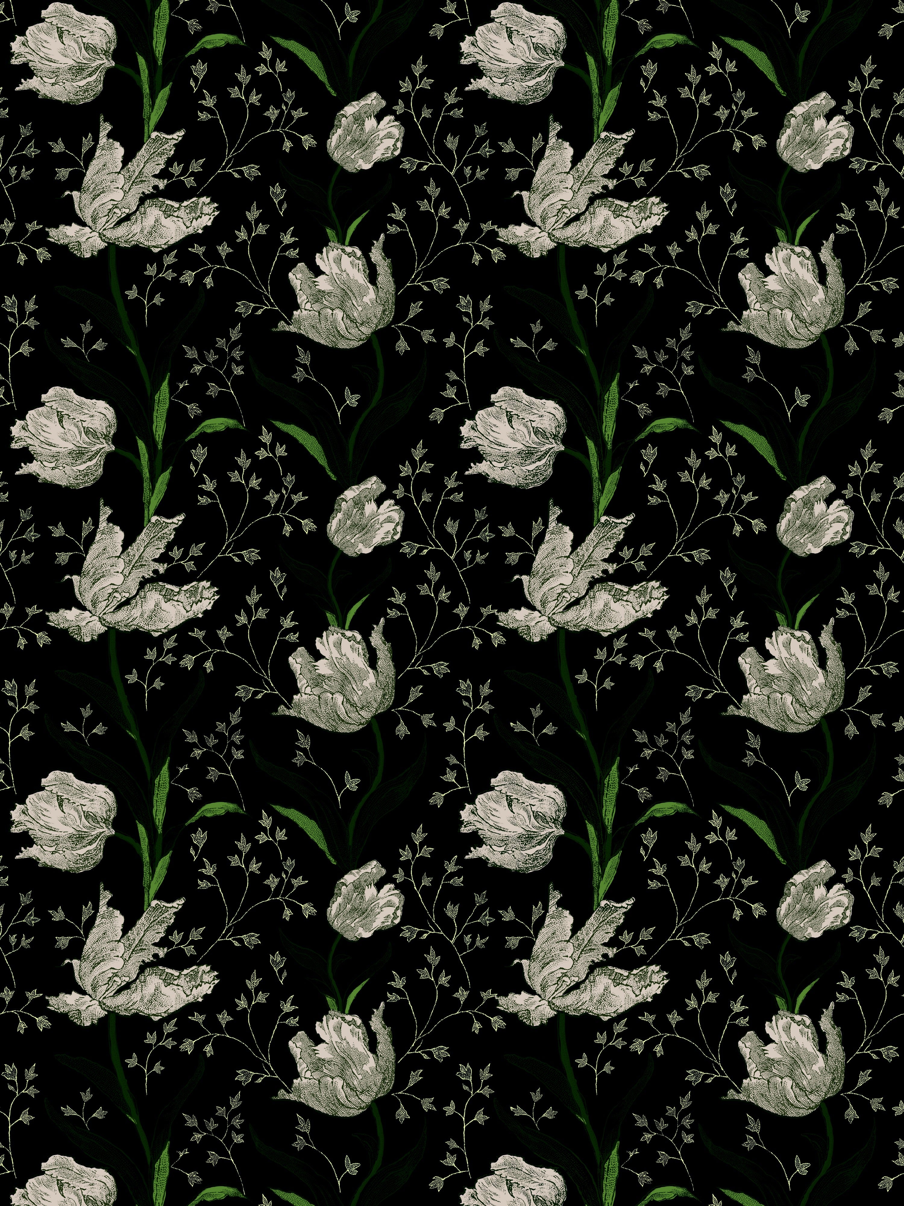 Wallpaper Tulipes Blue,  Tulipes Noires