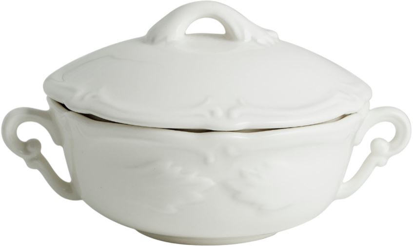 Covered Bouillon Cup & Saucer,  Rocaille