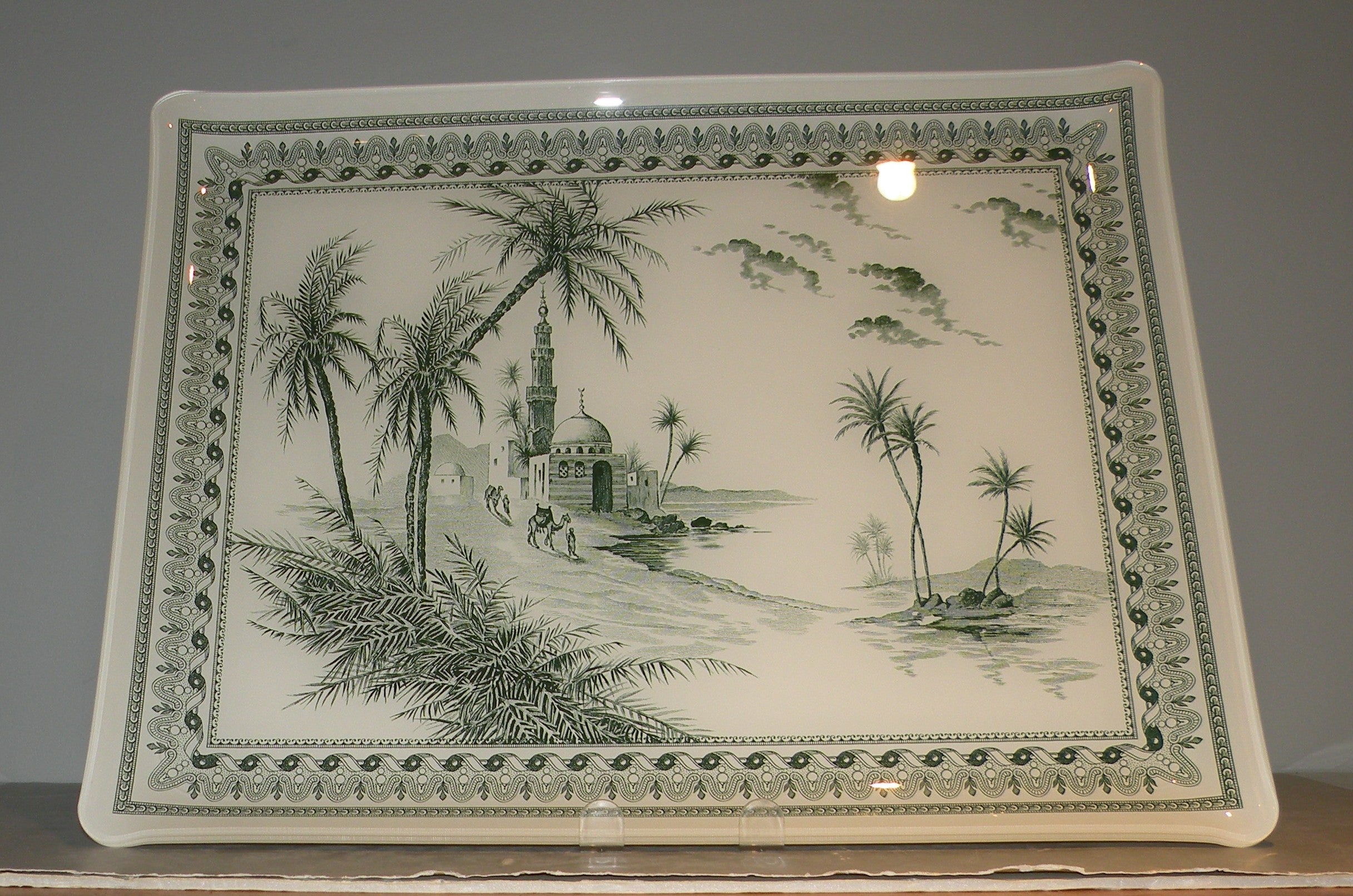 Large Serving Tray,  Vue d'Orient, Les Depareillees Vert