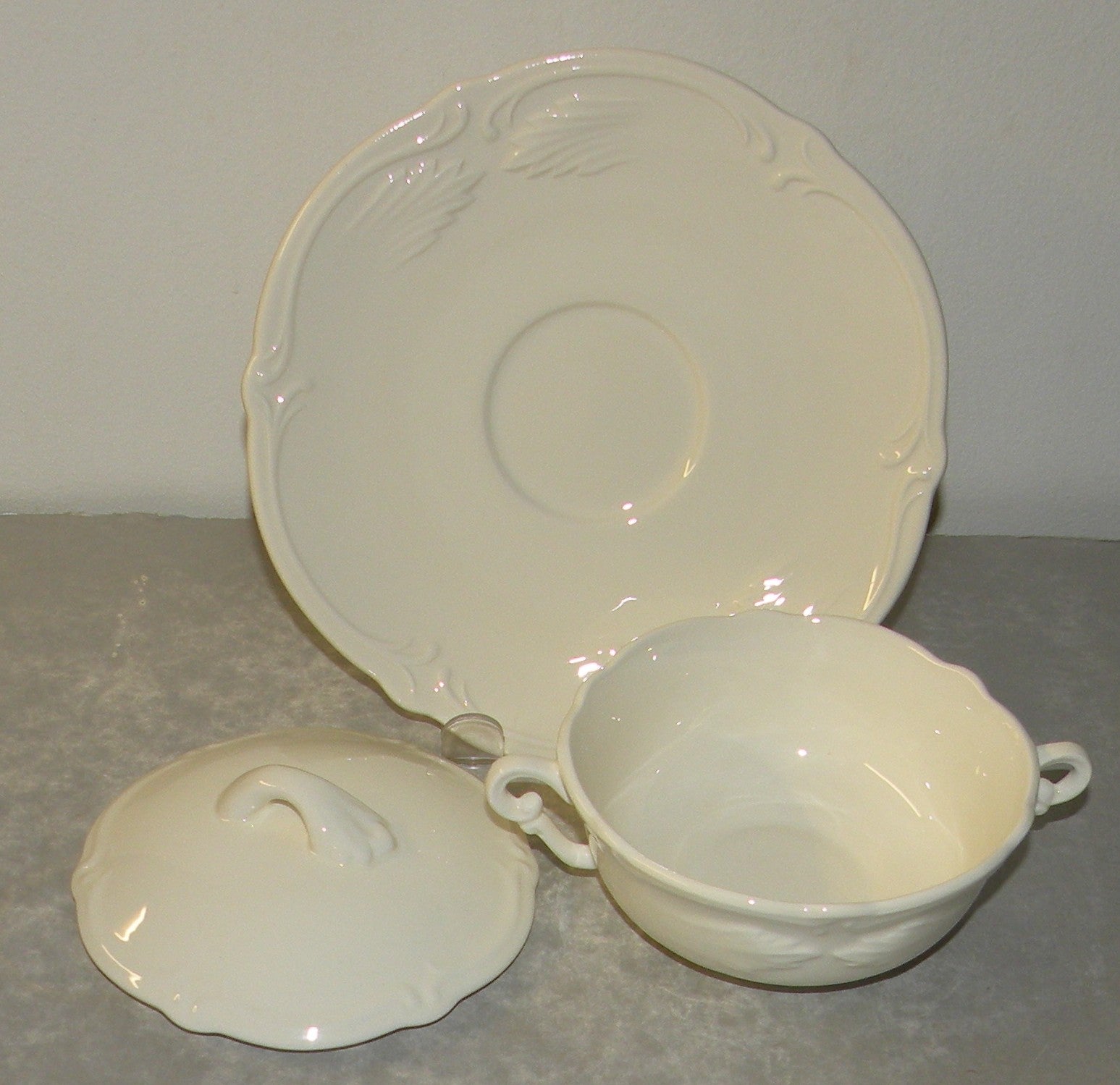 Covered Bouillon Cup & Saucer,  Rocaille