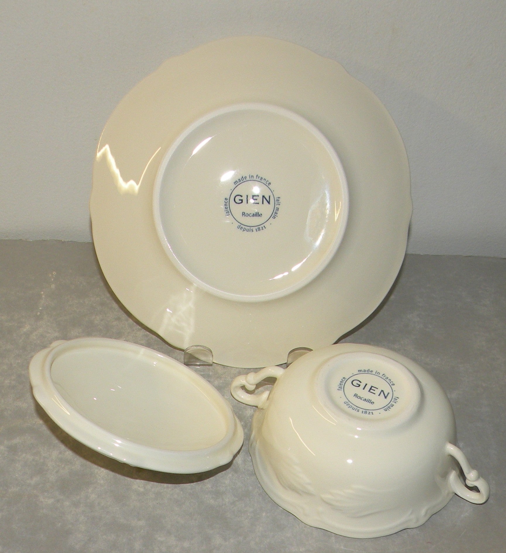 Covered Bouillon Cup & Saucer,  Rocaille