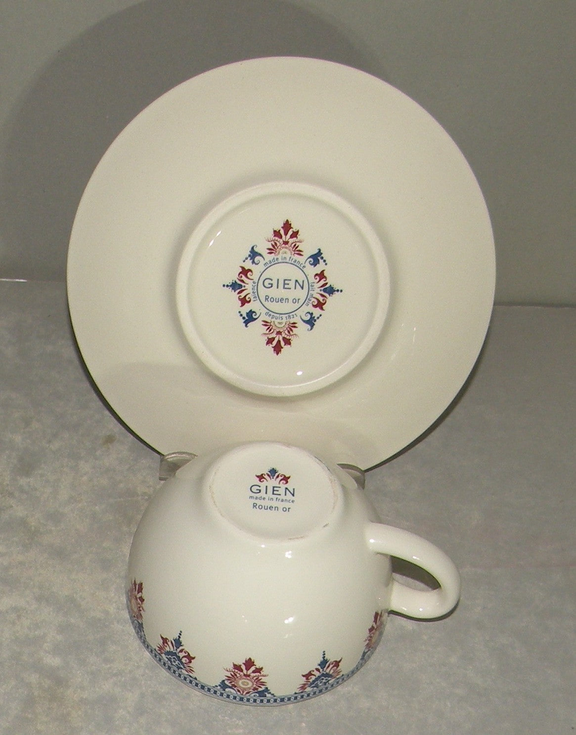 Tea Cup & Saucer Rouen Or