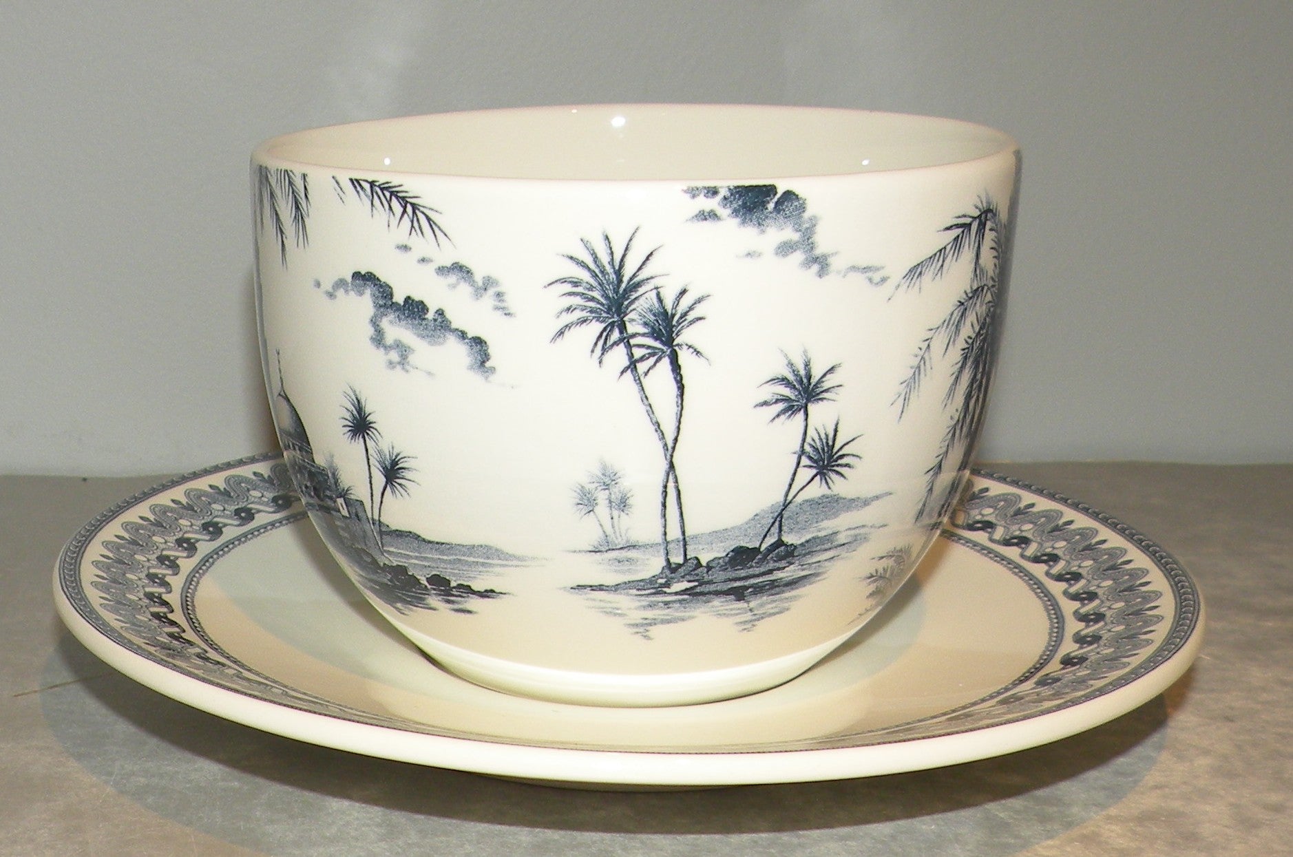 Jumbo Breakfast Cup & Saucer, Les Depareillees in Blue