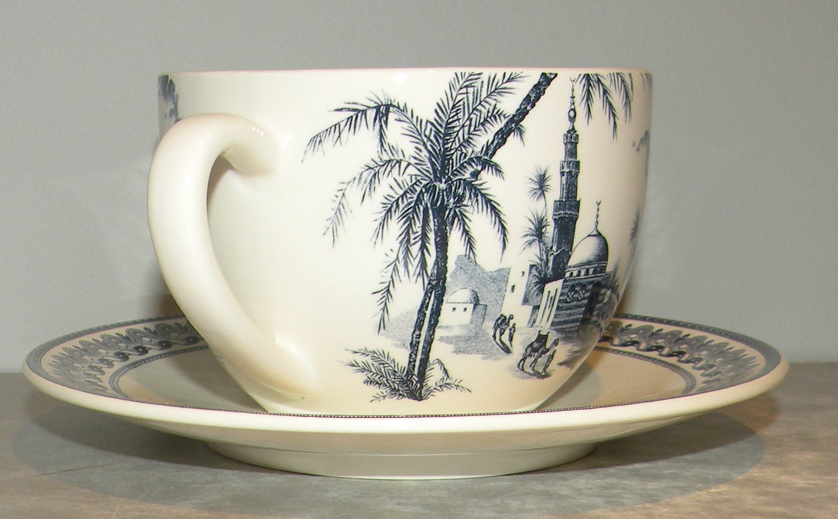 Jumbo Breakfast Cup & Saucer, Les Depareillees in Blue