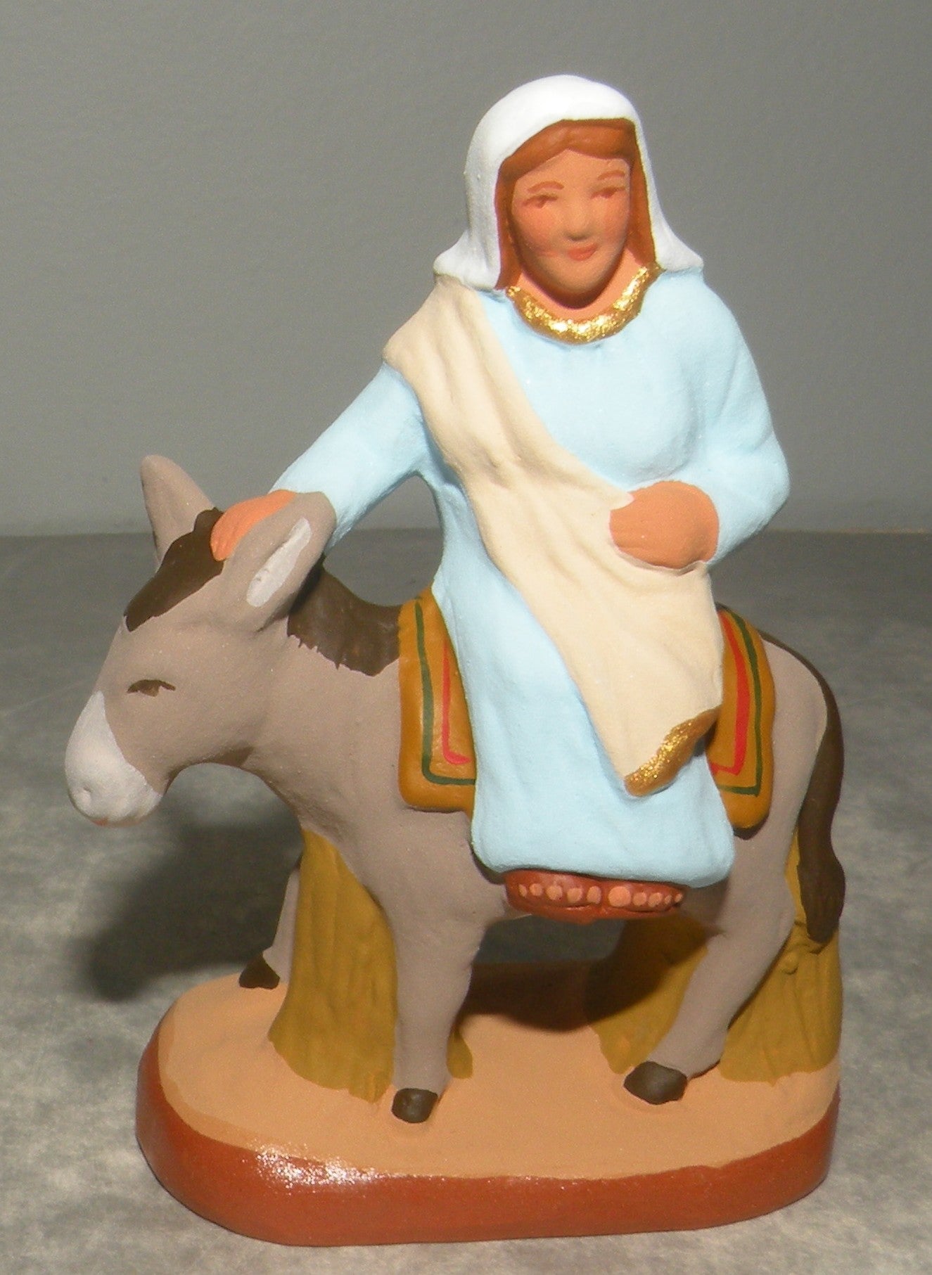 Blessed Virgin on Donkey going to Bethléem ,  Fouque 6 Cm