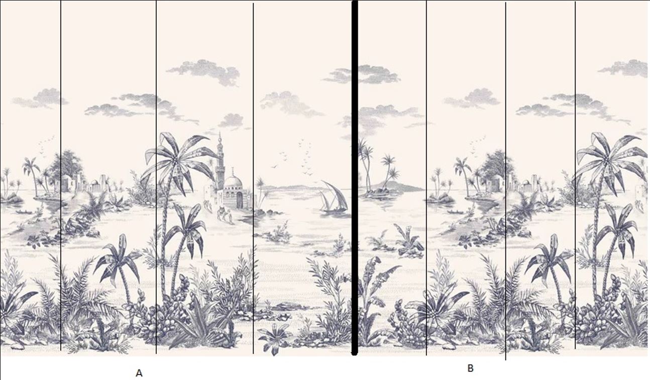 Wallpaper Portion B  Vue D'orient, Les Depareillees in Blue