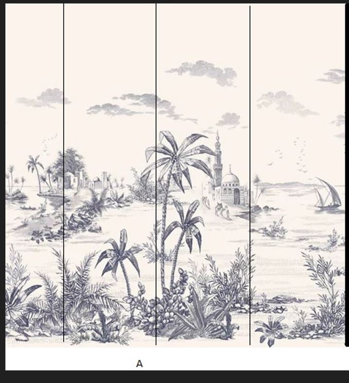 Wallpaper Portion A  Vue D'orient, Les Depareillees in Blue