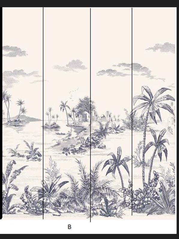 Wallpaper Portion B  Vue D'orient, Les Depareillees in Blue