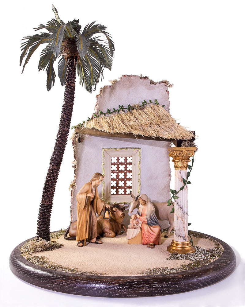 Holy Family with ruine,  ox and donkey - Venetian nativity