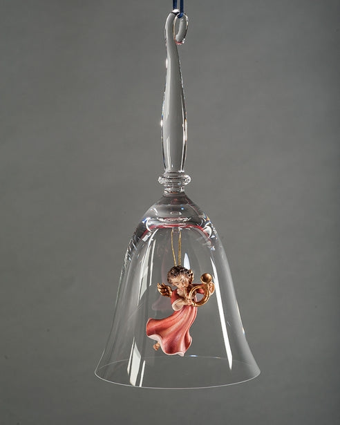 Crystal Bell With Angel Playing  Horn 10259