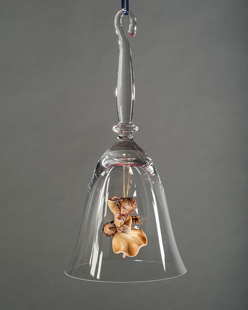 Crystal Bell With Angel Playing Drum - 10259 G