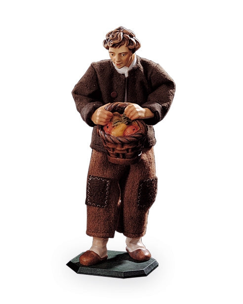 Shepherd with a basket of fruit , Nativity Dressed 20 Cm
