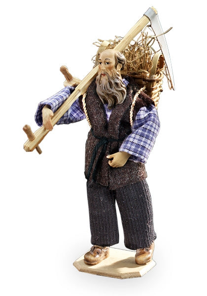 Grandfather with basket and scythe - Folk nativity dressed- 10901-451