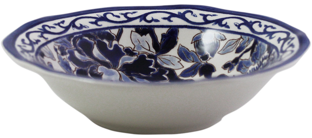 Cereal Bowl Hand Painted Pivoines Bleues