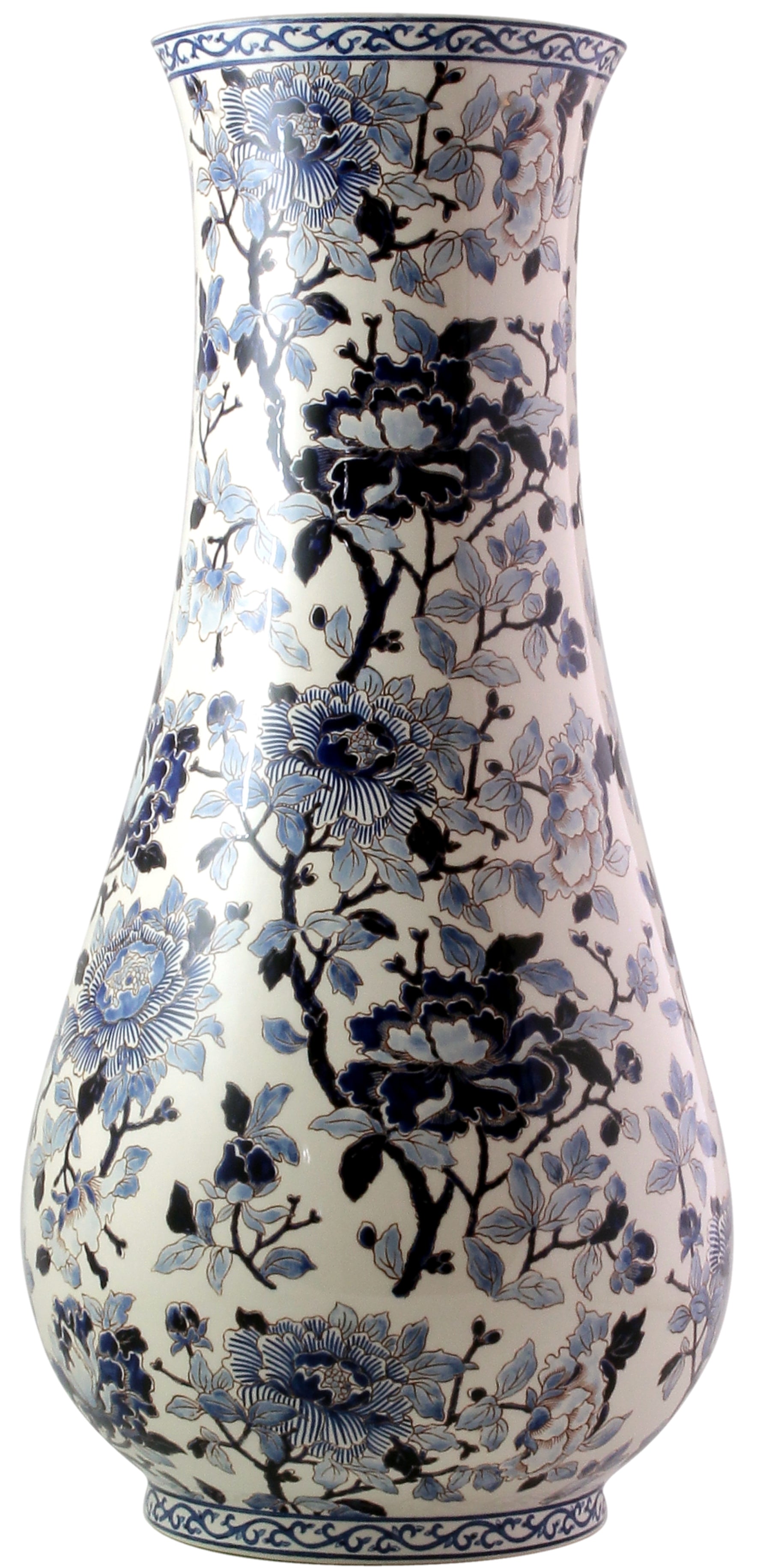 Vase museum number 2 Hand Painted Pivoines Bleues