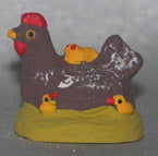 Black hen with chicks , Fouque, 6 cm