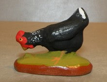 Black Hen pecking,  Fouque, 9 cm