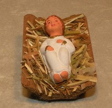 Jesus on straw in wooden cradle, Didier , 10 cm