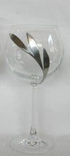 Large Crystal Wine Glass Boule - Feuille Pattern  #136200, Potsainiers Hutois Pewter