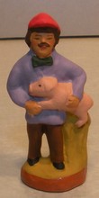 Farmer with pig,  Fouque, 4 cm