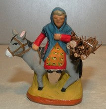 Woman on a Donkey with a bundle of wood,  Fouque, 4 cm