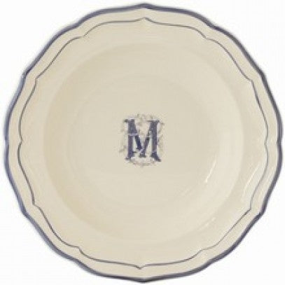 Rim Soup Plate, Filet Bleu Monogramme