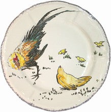 Dessert Plate Rooster and Hen, Grands Oiseaux