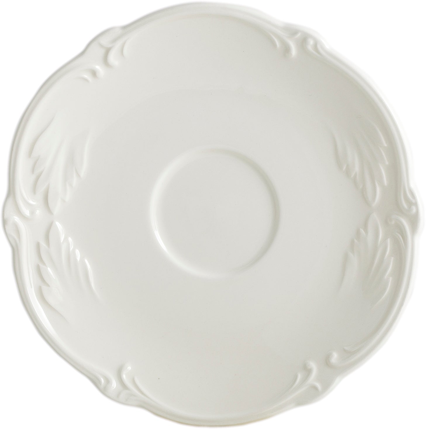 Covered Bouillon Cup & Saucer, Rocaille White