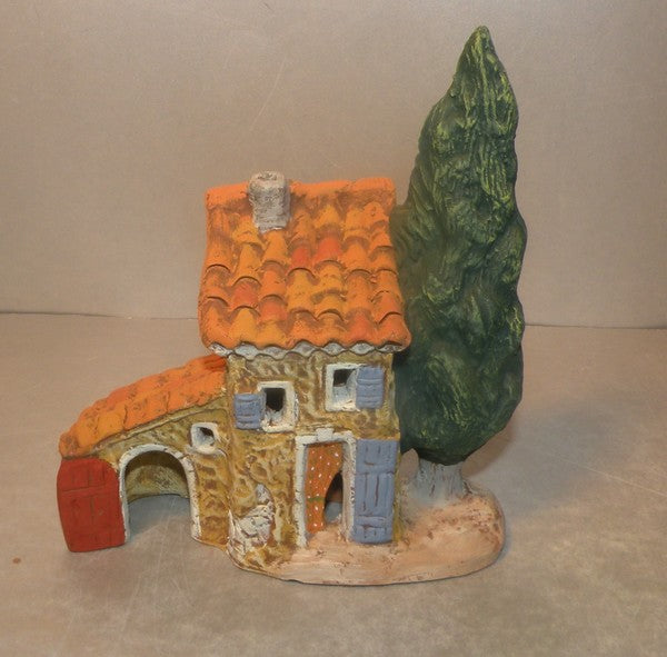 House with cypres, (all clay), Fouque 2 cm