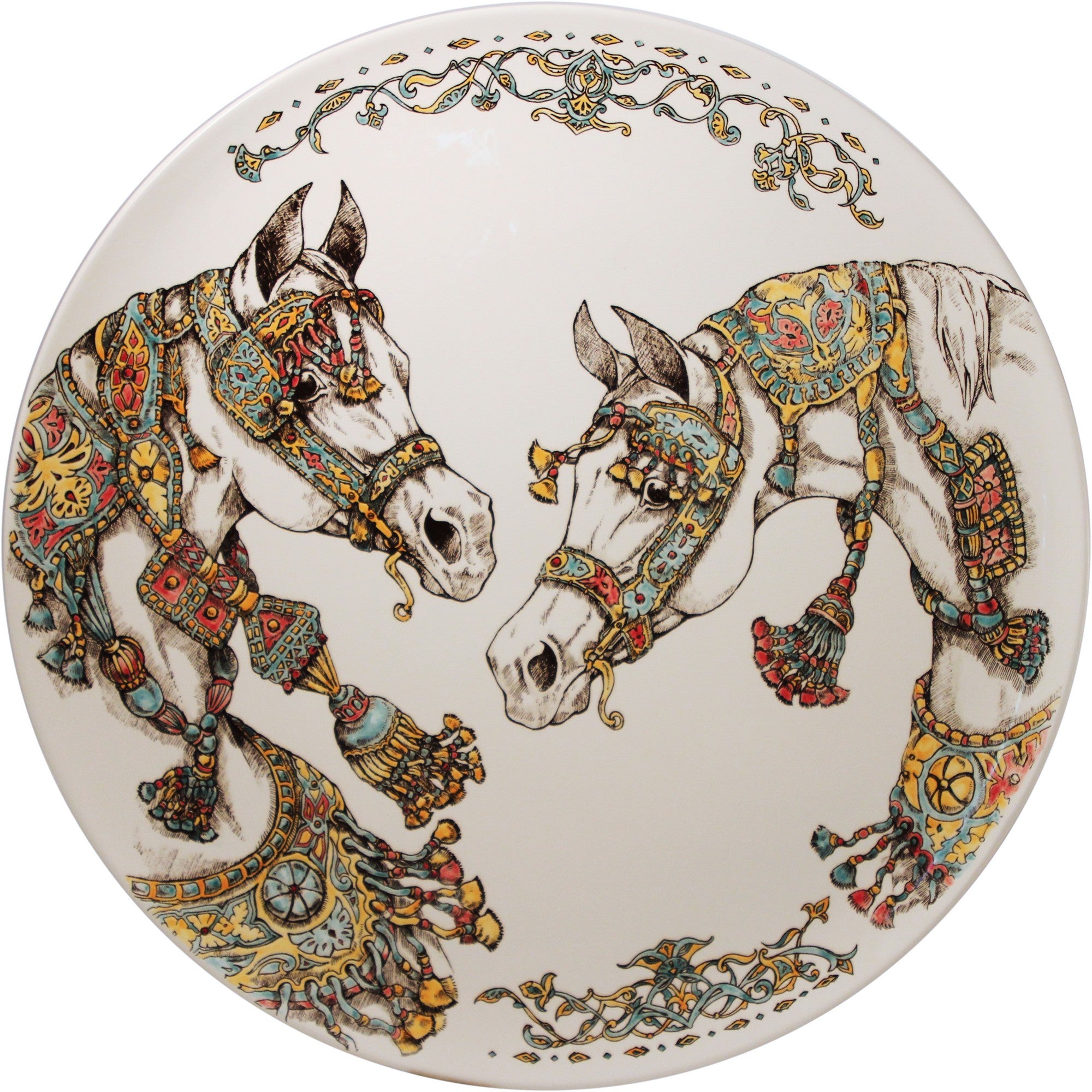 Large Wall Platter Hand Painted Chevaux du Vent
