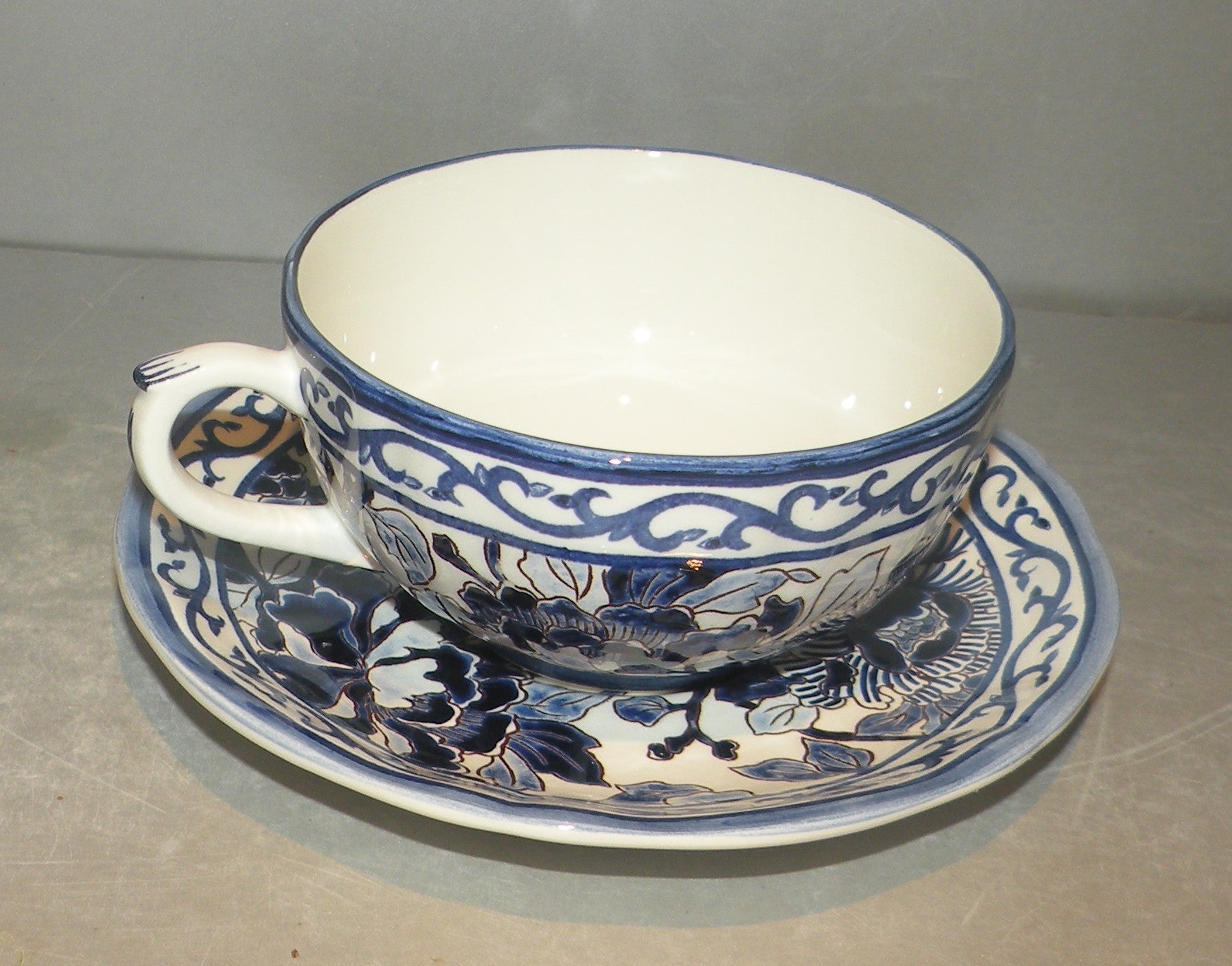 Breakfast Cup & Saucer, Pivoines Bleu